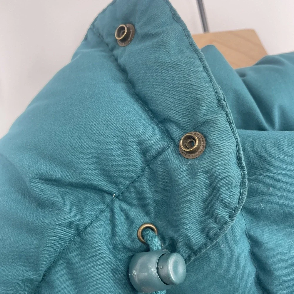 Vintage 90s Cabela's Quilted Down Parka Full Length Long Women's L‎ Hooded Teal